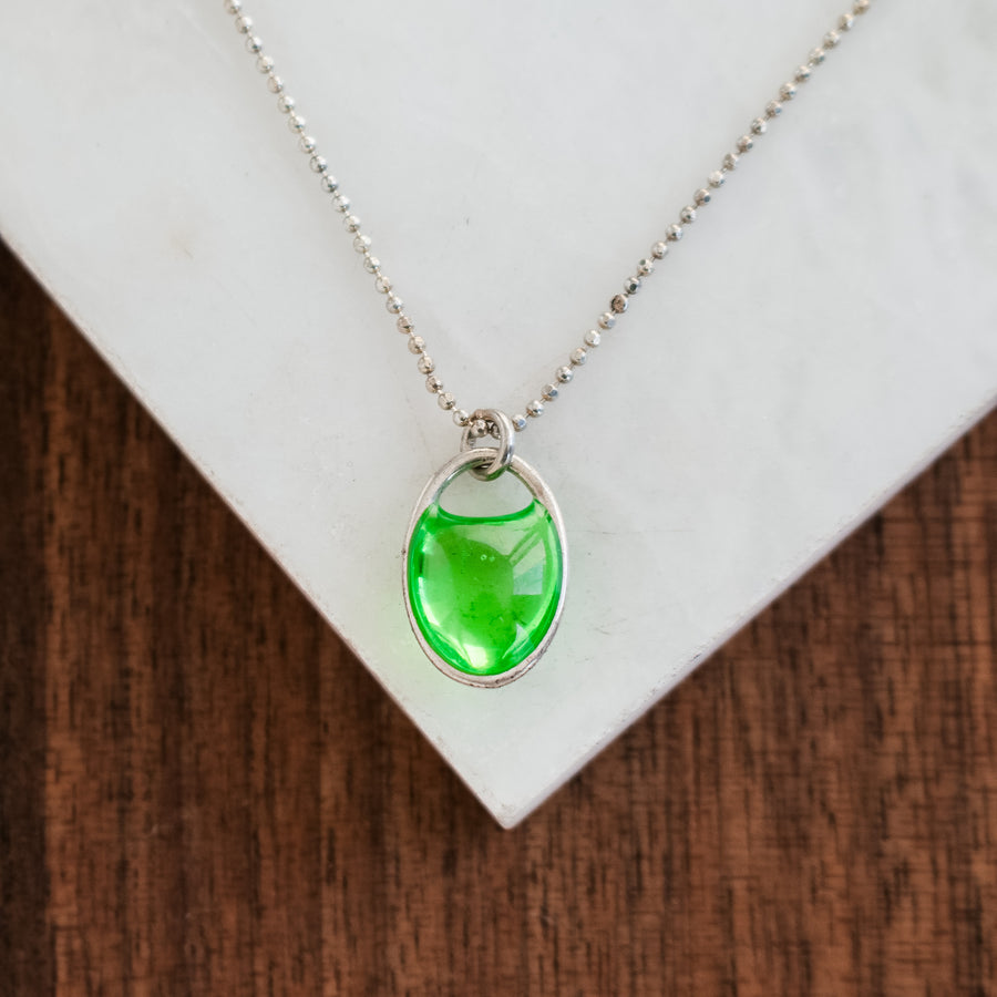 Green Blown Glass Necklace
