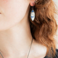 Sky Plume Agate Marquis Earrings