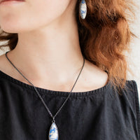 Sky Plume Agate Teardrop Necklace no.1