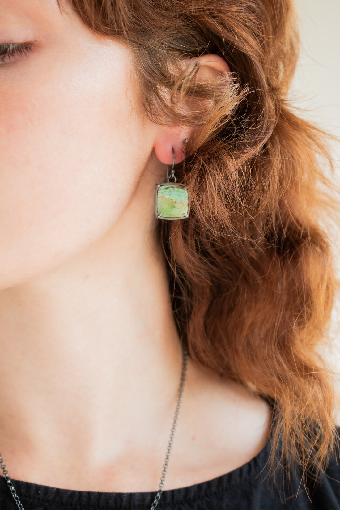 Petrified Cholla Square Dangle Earrings
