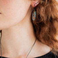 Chrysocolla Copper Oval Earrings