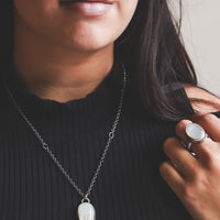 Rainbow Moonstone Long Teardrop Necklace