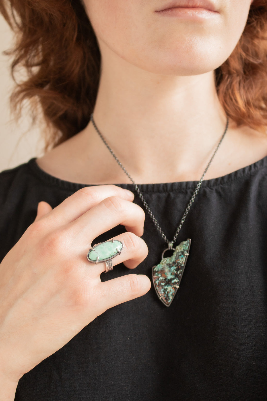 Size 7.5 | Carmel Mountain Variscite Prong Ring