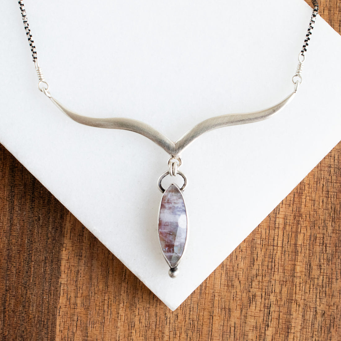 Rainbow Moonstone Arabesque Necklace