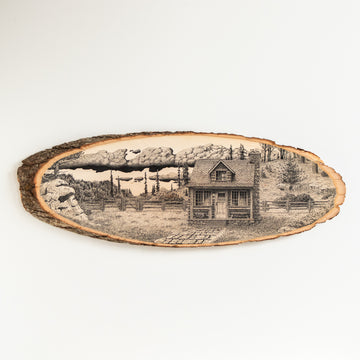 Stone Cloud Cabin | Drawing on Wood