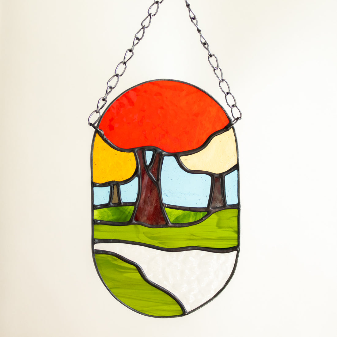 Autumn Forest Stained Glass Wall Hanging