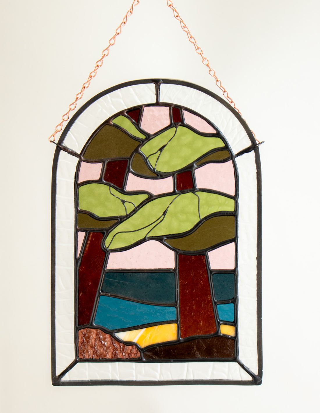 Lakeshore Trees Stained Glass Wall Hanging