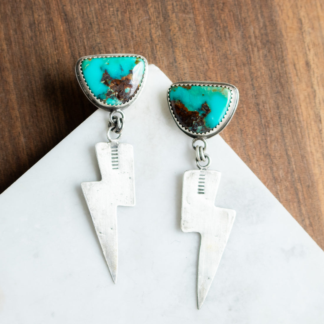 Turquoise Lightning Bolt Dangle Earrings