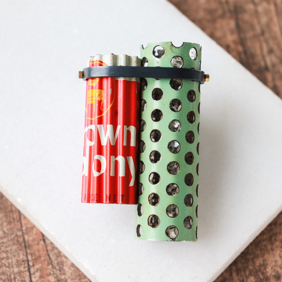 Vintage Metal Tube Brooch