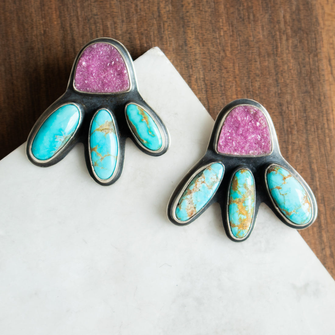Druzy Crystal & Turquoise Earrings