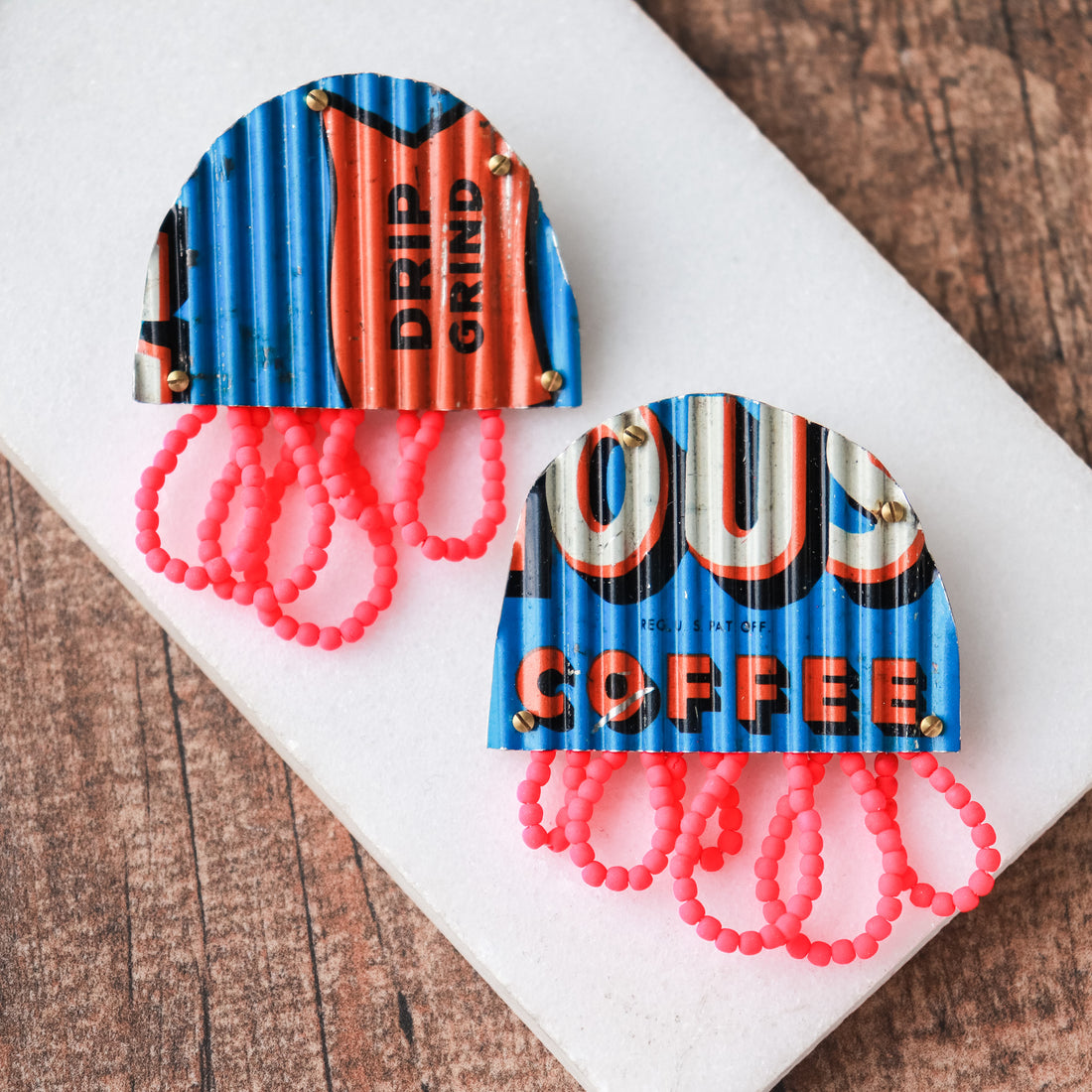 Neon Beaded Millhouse Coffee Earrings
