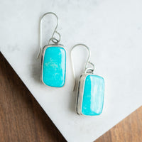 Turquoise Rectangle Dangle Earrings