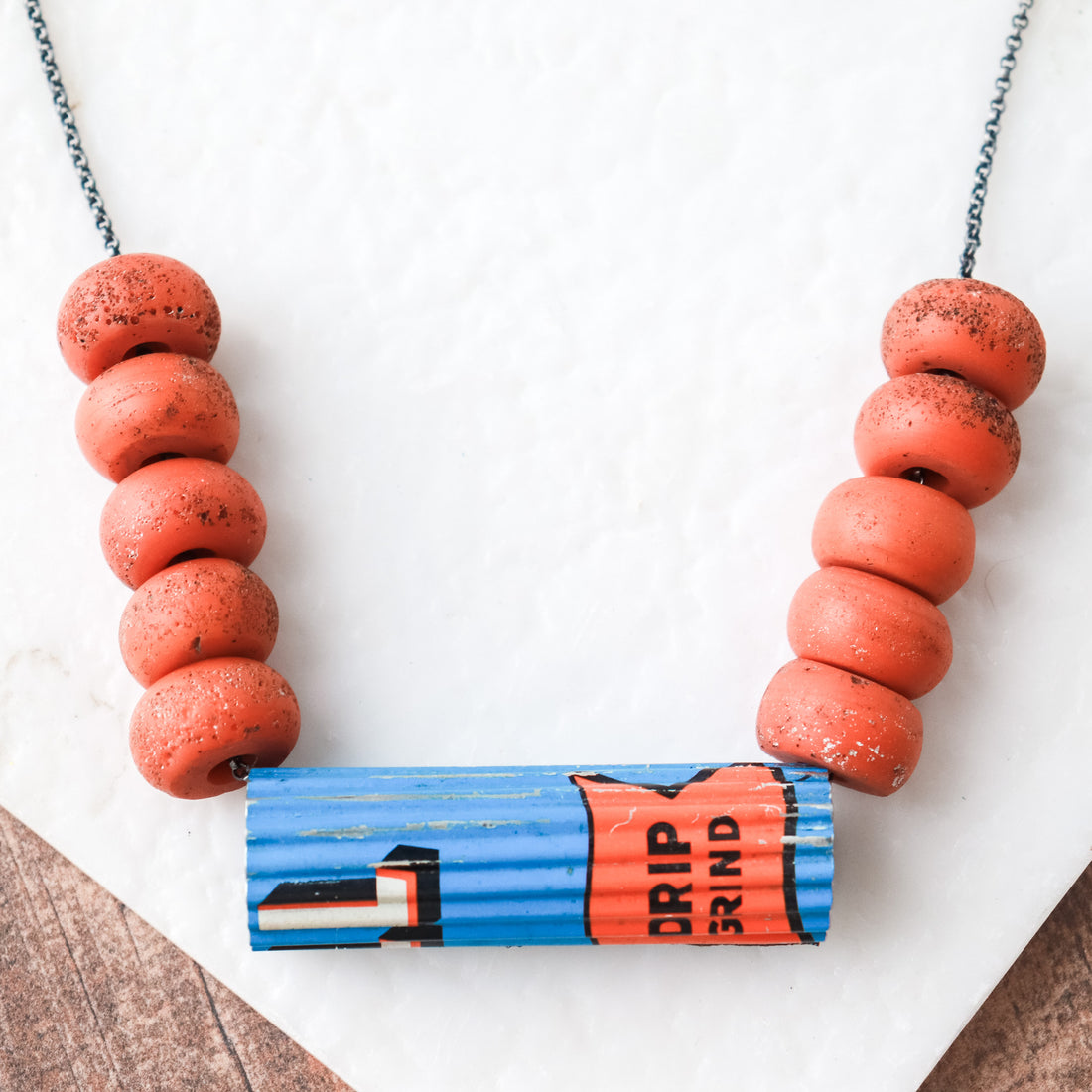 Millhouse Coffee & Orange Bead Necklace
