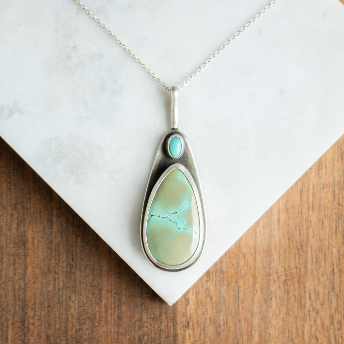 Turquoise Teardrop Duo Necklace