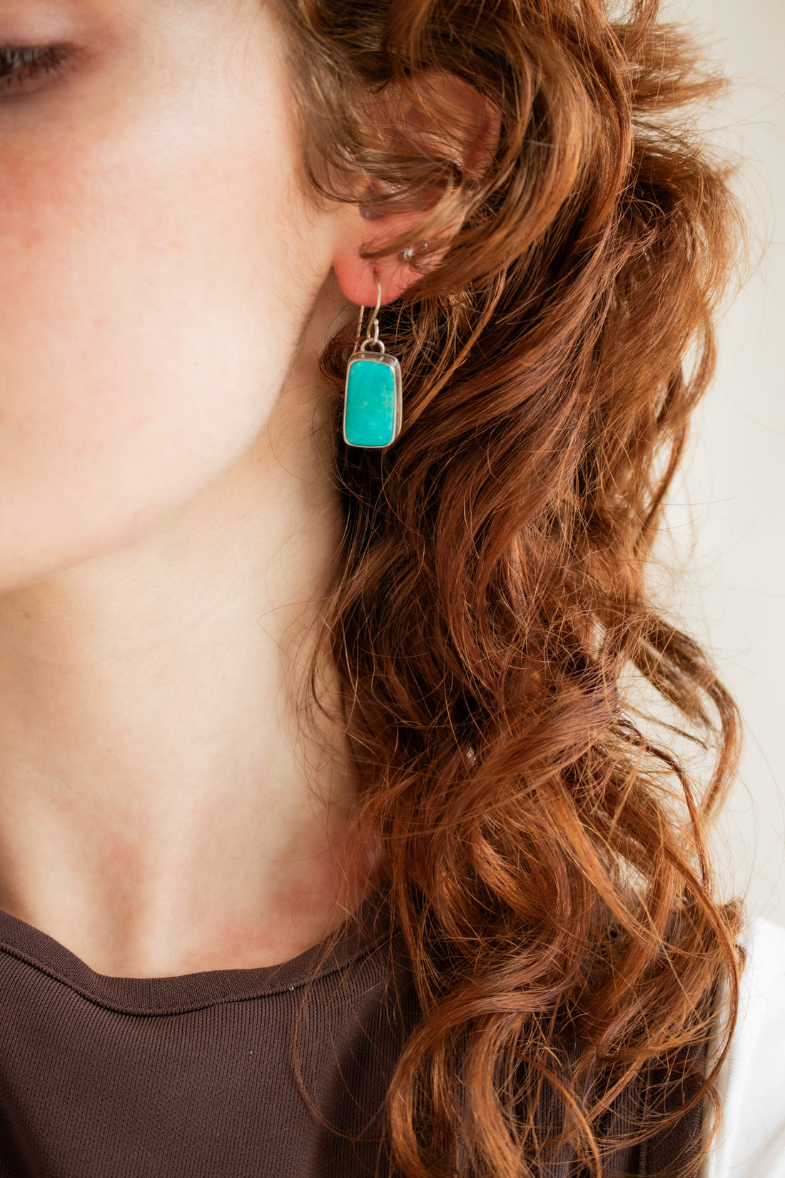 Turquoise Rectangle Dangle Earrings