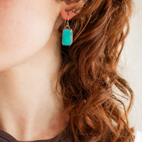 Turquoise Rectangle Dangle Earrings