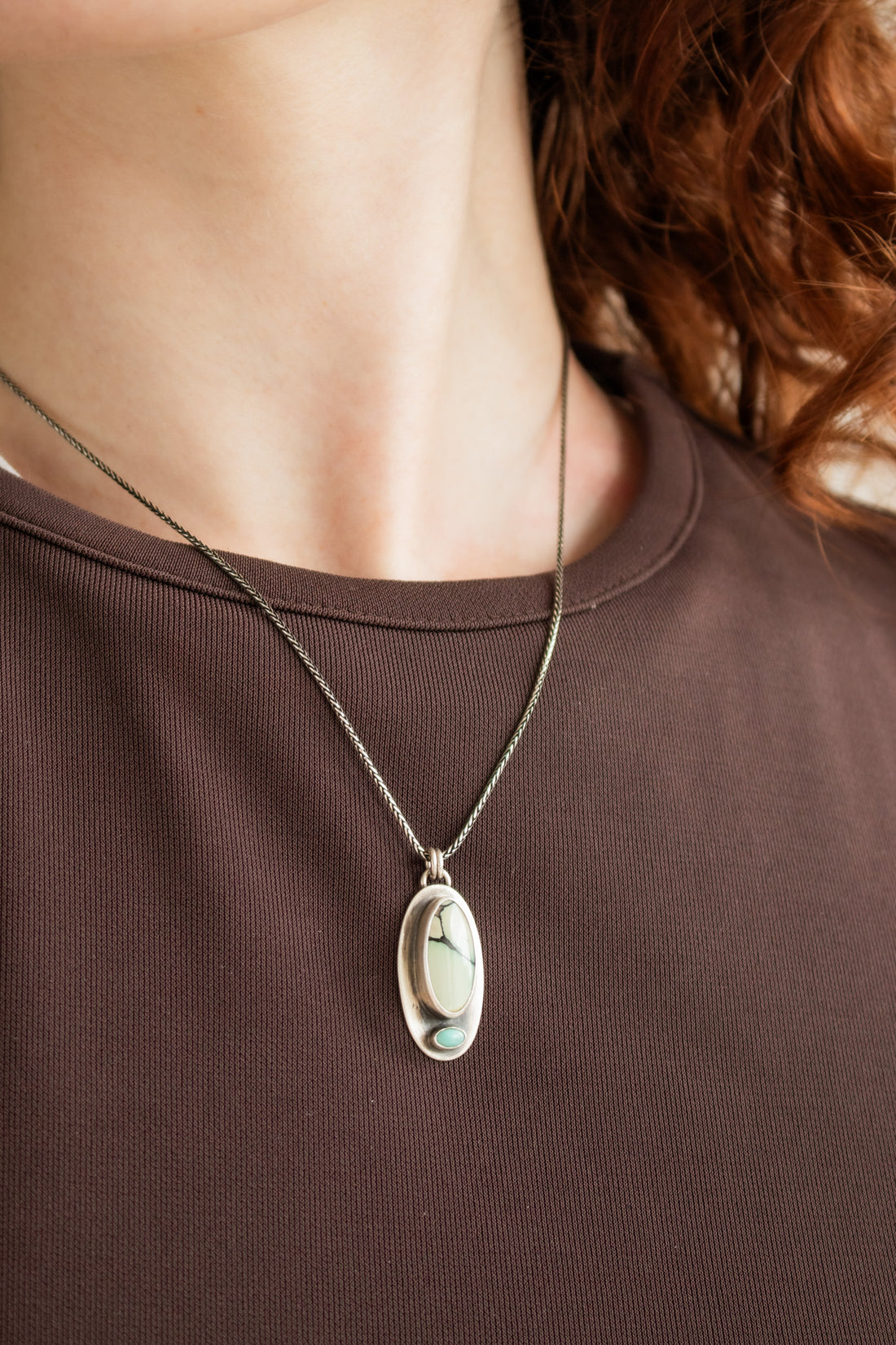 Variscite & Turquoise Duo Oval Necklace