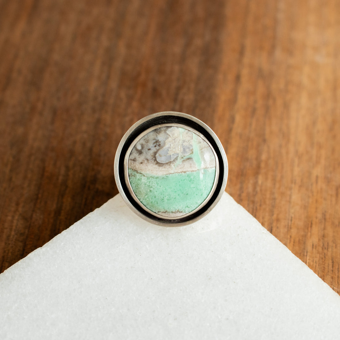 Size 7.5 | Lucin Variscite Round Ring