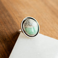 Size 7.5 | Lucin Variscite Round Ring