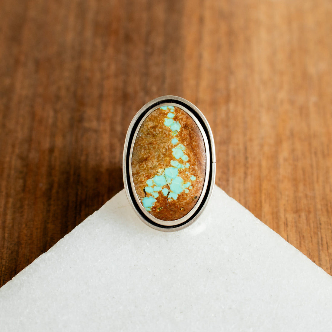 Size 8 | #8 Turquoise Large Oval Hammered Band Ring