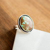 Size 8 | #8 Turquoise Large Round Hammered Band Ring