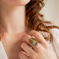 Size 8 | #8 Turquoise Large Oval Hammered Band Ring