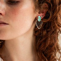 Kingman Turquoise & Pyrite Radiate Stud Earrings 2