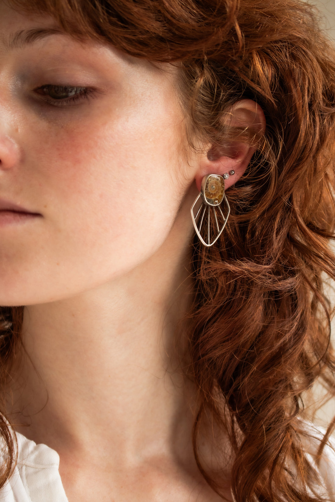 Ammonite Radiate Stud Earrings
