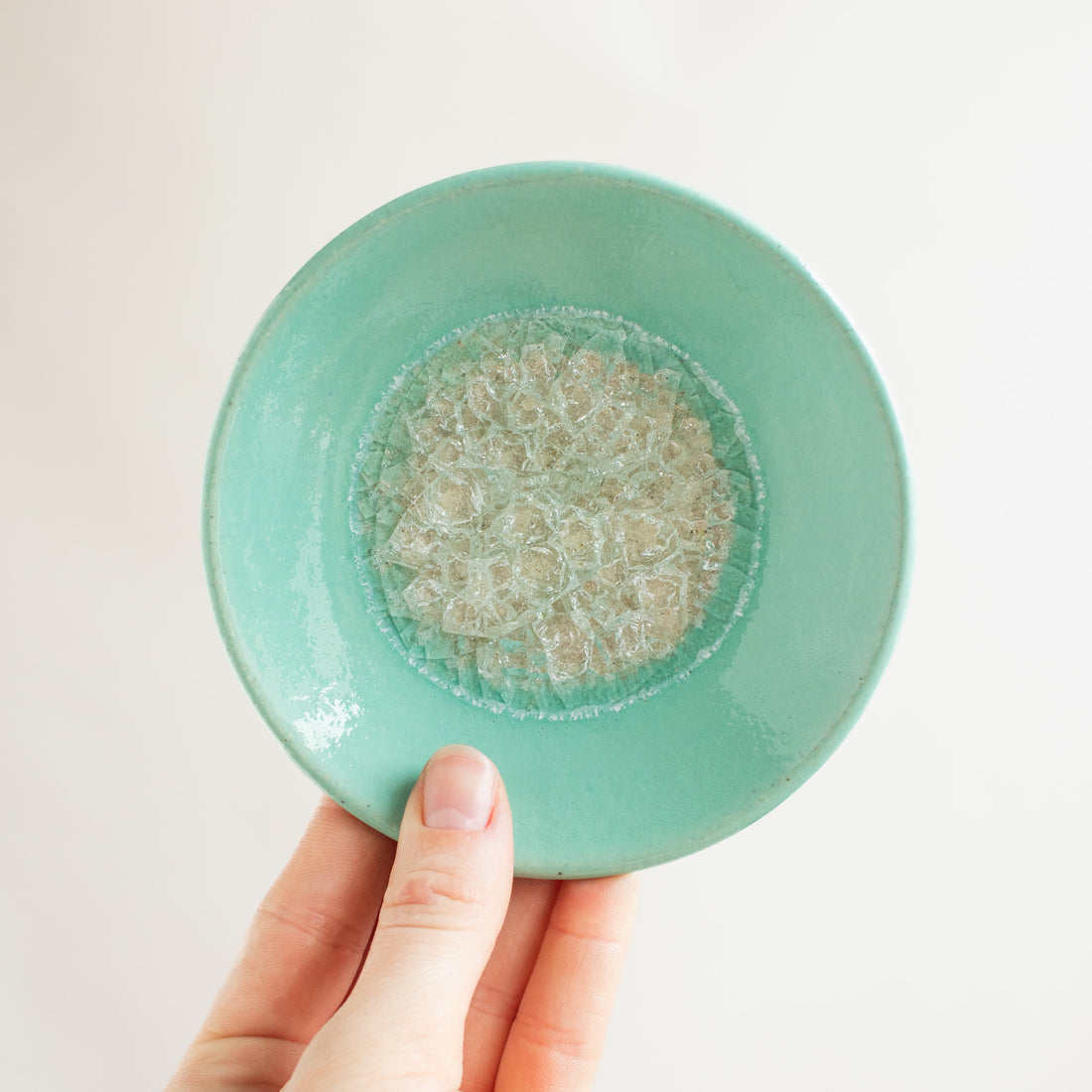 Ceramic & Glass Trinket Dish | Seafoam