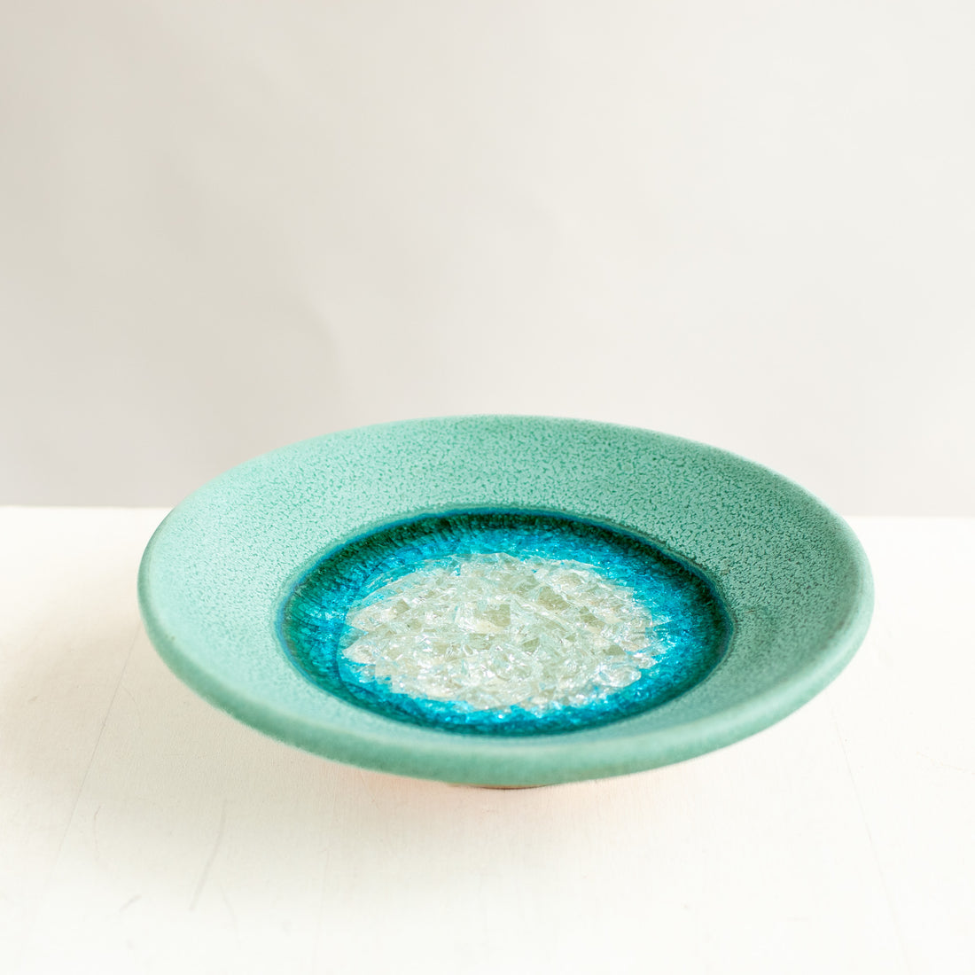 Ceramic & Glass Trinket Dish | Aqua