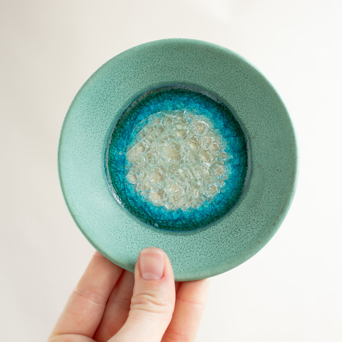 Ceramic & Glass Trinket Dish | Aqua