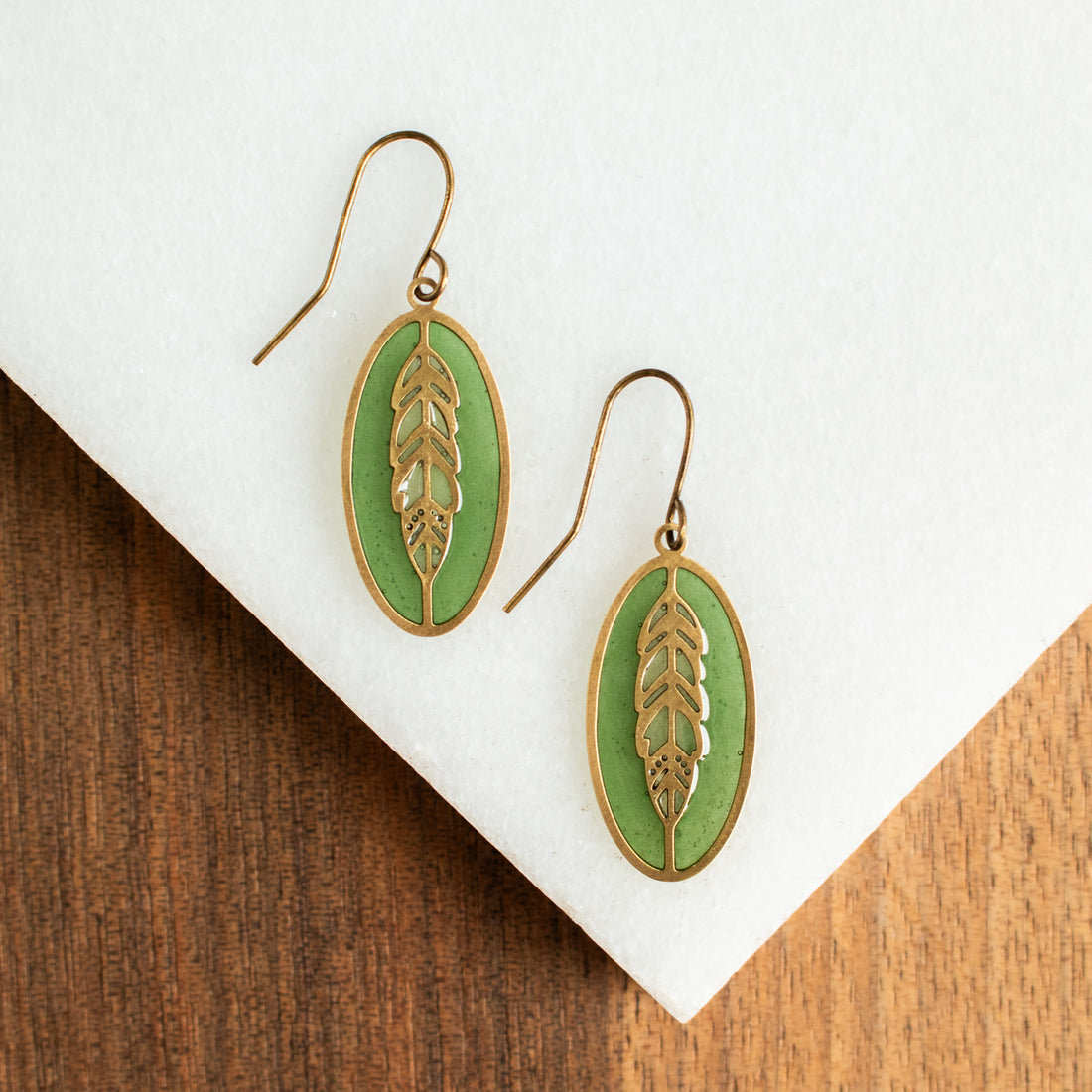 Feather Stained Glass Earrings