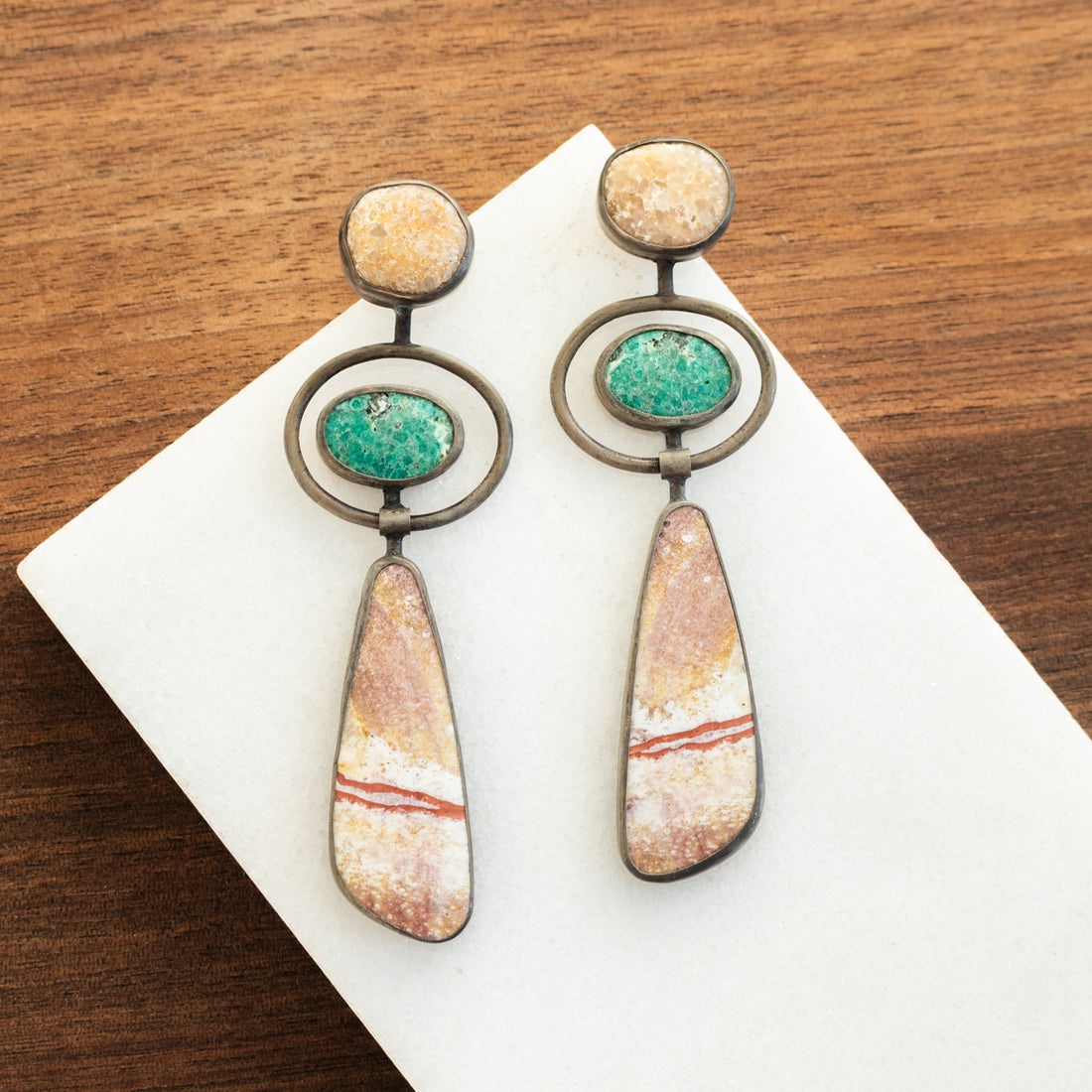 Owyhee Jasper Turquoise MI Pebbles Earrings