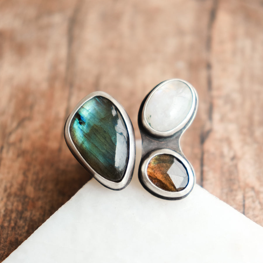 6.5 Labradorite & Moonstone Ring