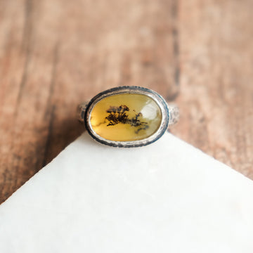 6.5 Yellow Dendritic Opal Ring no.1