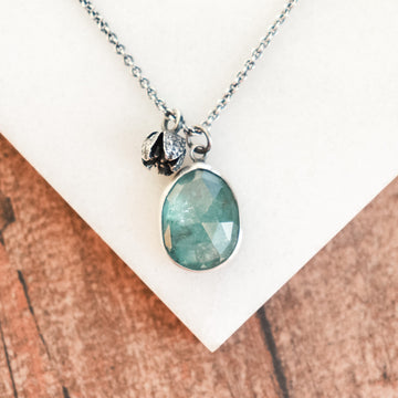 Aquamarine + Seed Pod Necklace