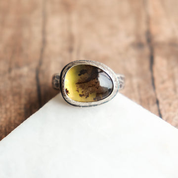 7.5 Yellow Dendritic Opal Ring no.2