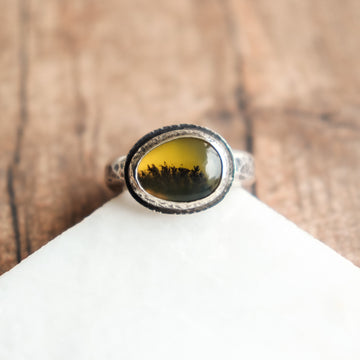 7 Yellow Dendritic Opal Ring