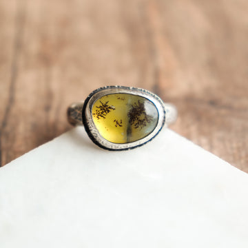9.5 Yellow Dendritic Opal Ring