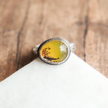 8.5 Yellow Dendritic Opal Ring