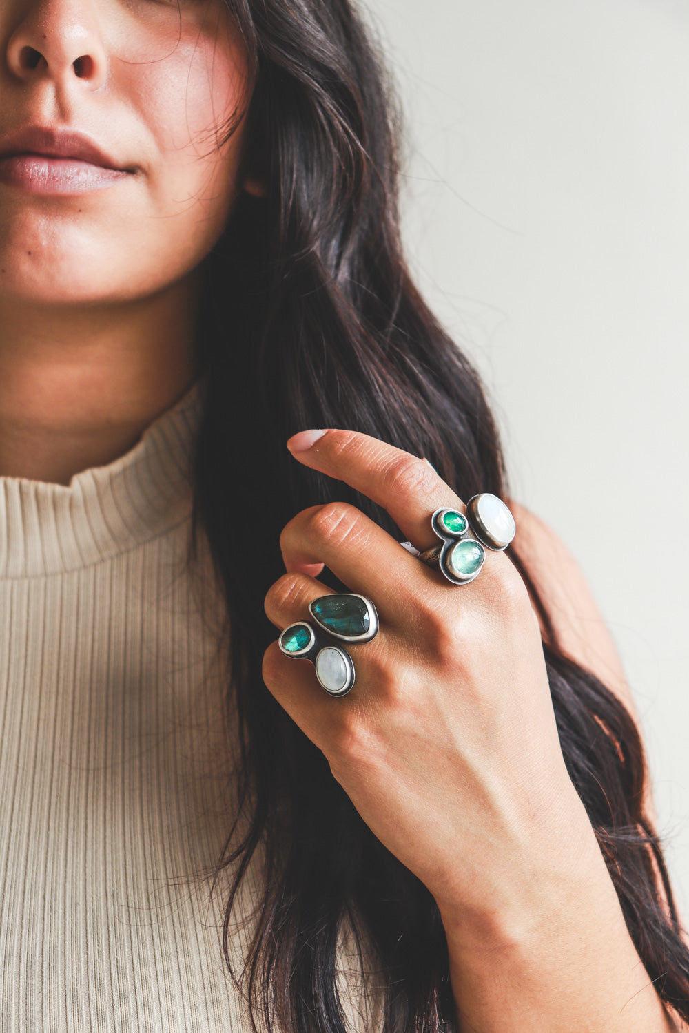 8.5-9 Moonstone & Kyanite Ring