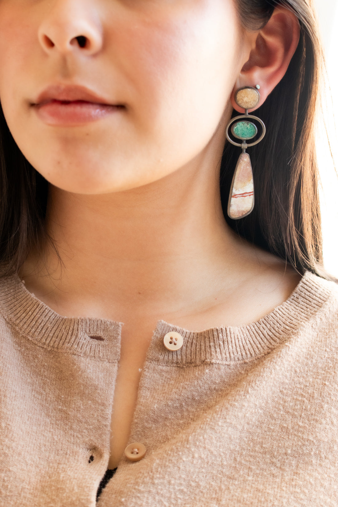 Owyhee Jasper Turquoise MI Pebbles Earrings