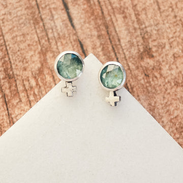 Aquamarine Round Plus Studs