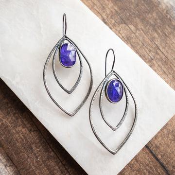 Tanzanite Leaf Statement Earrings