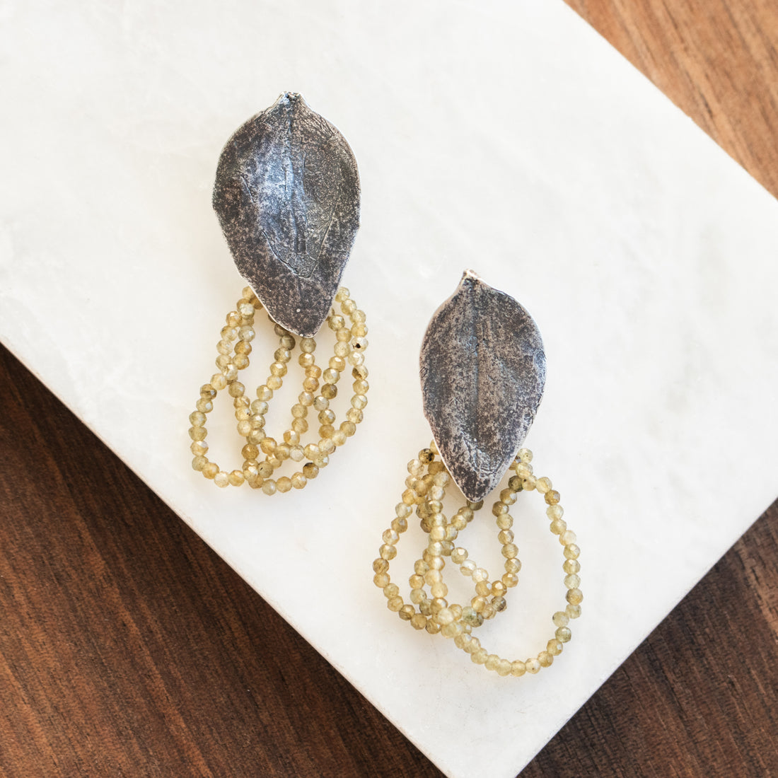 Large Leaf Seraphinite Bead Earrings