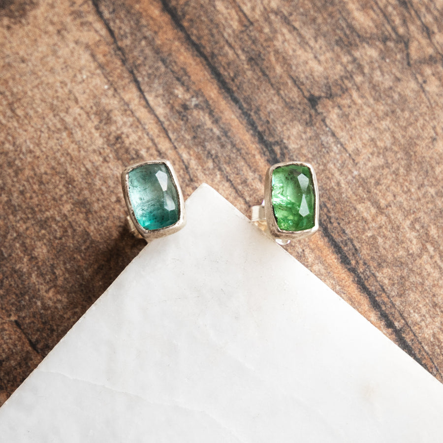 Blue/Green Tourmaline Stud Earrings