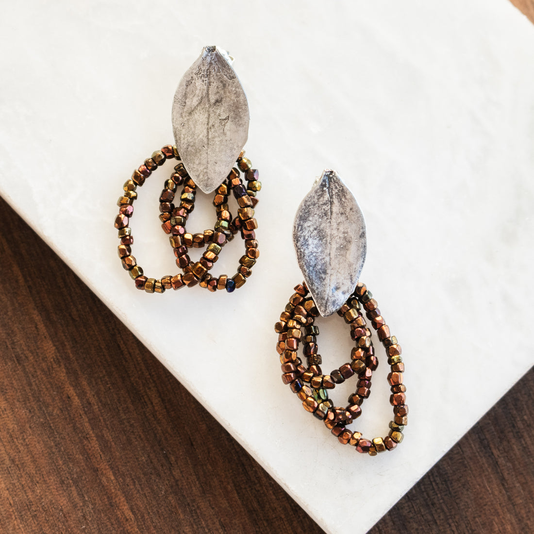 Small Leaf Bead Earrings