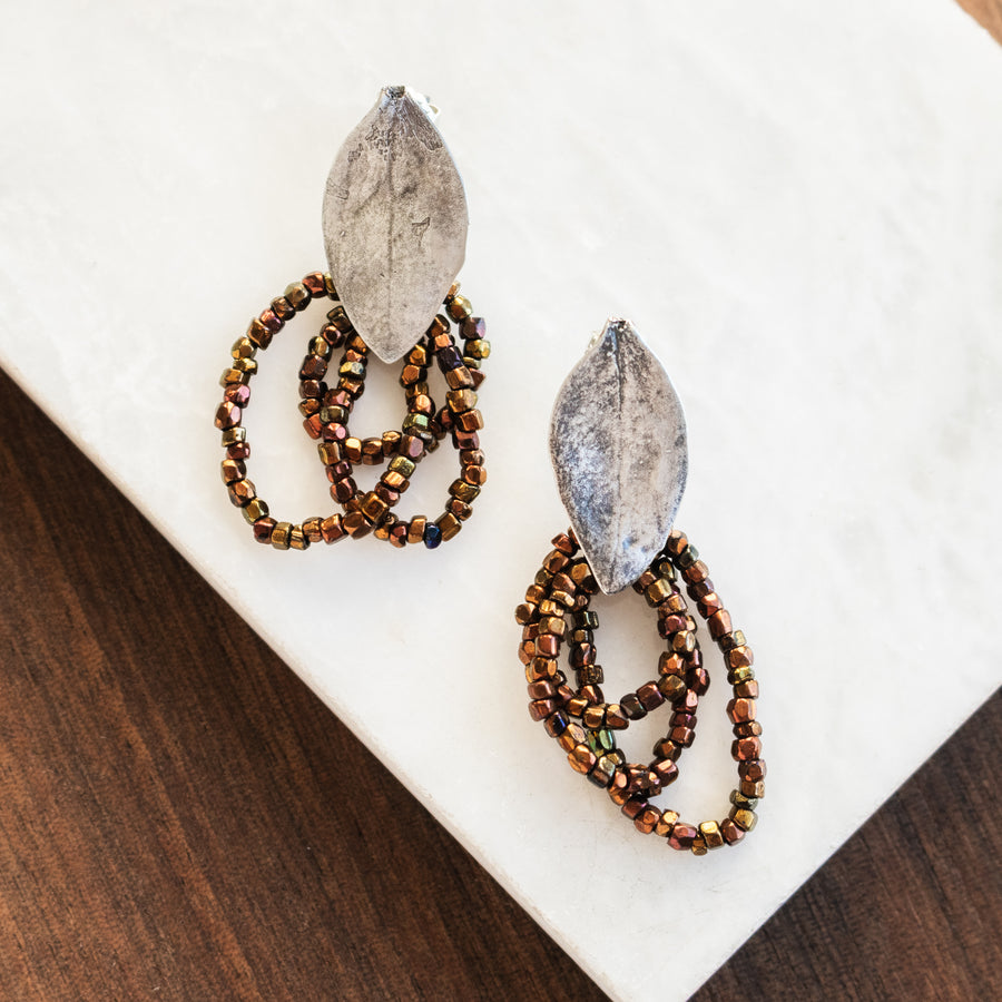 Small Leaf Bead Earrings