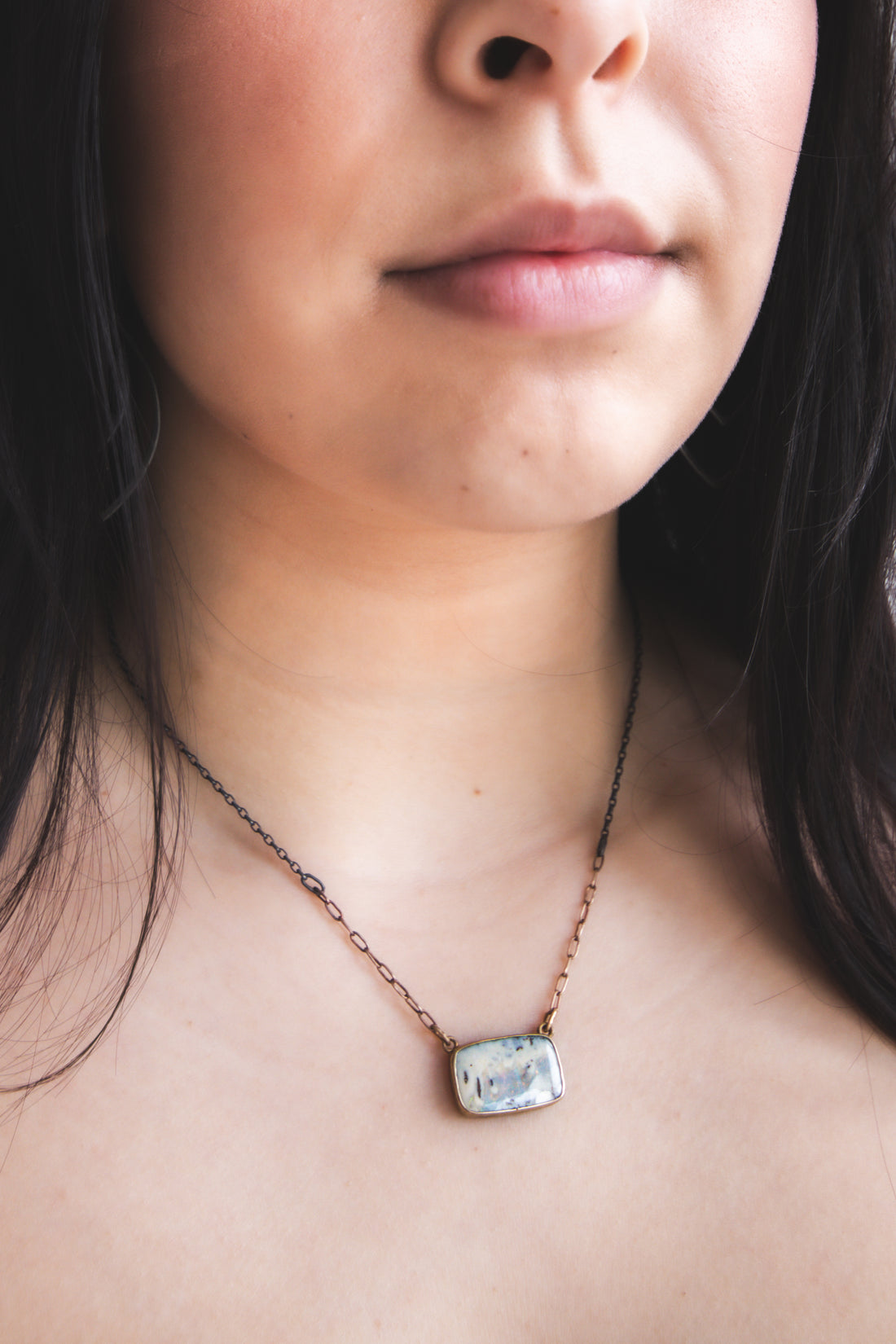 Boulder Opal 18k Rectangle Necklace