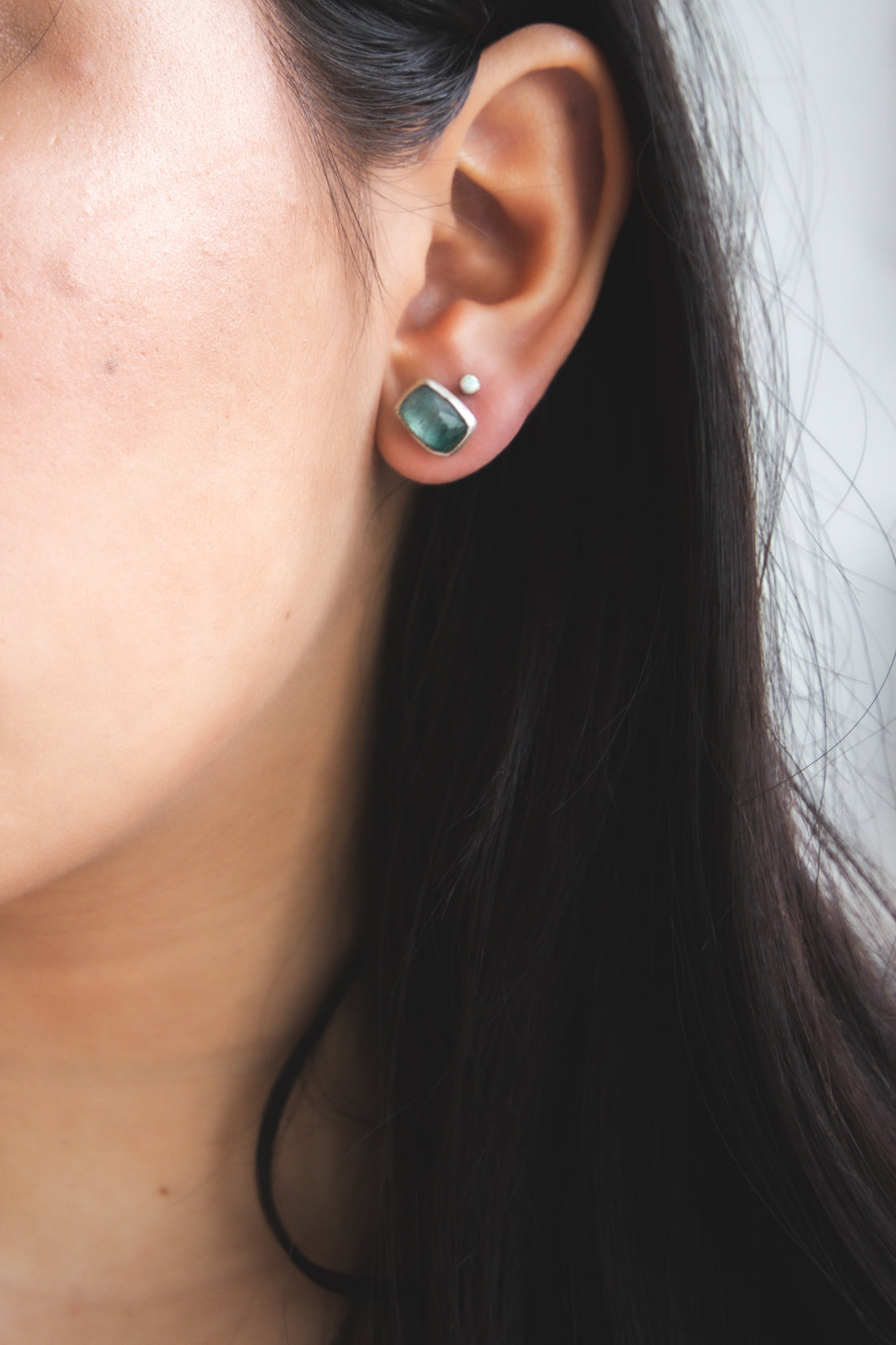 Blue/Green Tourmaline Stud Earrings